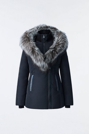 Mackage ADALI Down with silver fox fur Signature Collar コート レディース 黒 | 2763451-IX