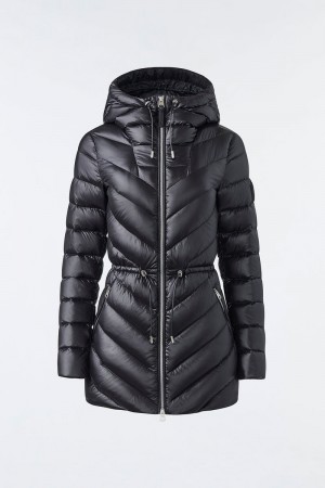 Mackage ARITA light hooded down chevron ダウンジャケット レディース 黒 | 7851360-LM