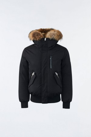 Mackage DIXON 2-in-1 Nordic Tech down bomber with natural fur ダウンパーカ メンズ 黒 | 9476085-KC