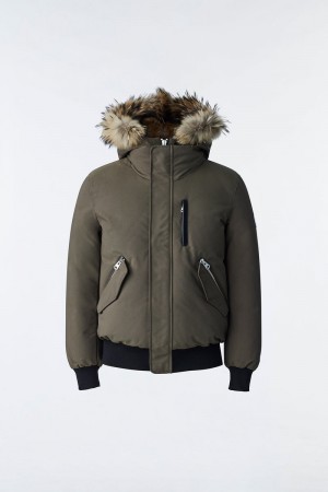 Mackage DIXON 2-in-1 Nordic Tech down bomber with natural fur ダウンパーカ メンズ 暗オリーブ | 7659210-UG