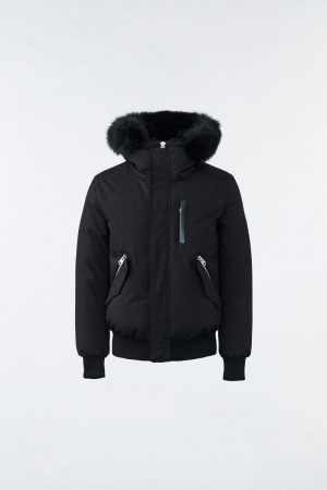 Mackage DIXON 2-in-1 Nordic Tech down bomber with fox fur ダウンパーカ メンズ 黒 | 7543268-UW