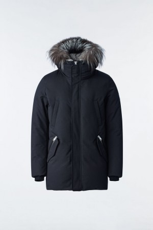 Mackage EDWARD 2-in-1 with hooded bib and silver fox fur ダウンパーカ メンズ 黒 | 3264178-NO