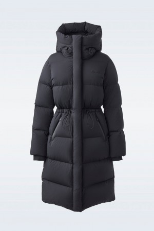 Mackage ISHANI-CITY Long down quilted with hood コート レディース 黒 | 4068721-FY