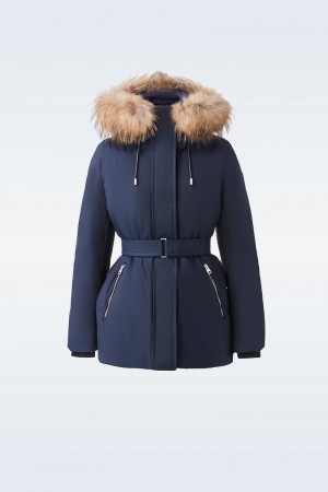 Mackage JENI-FZ 2-in-1 with removable bib & fur trim ダウンパーカ レディース ネイビー | 9854130-FP