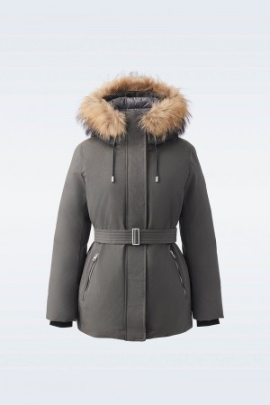 Mackage JENI-FZ 2-in-1 with removable bib & fur trim ダウンパーカ レディース 暗グレー | 4173260-UI