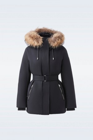 Mackage JENI-FZ 2-in-1 with removable bib & fur trim ダウンパーカ レディース 黒 | 4713086-JO