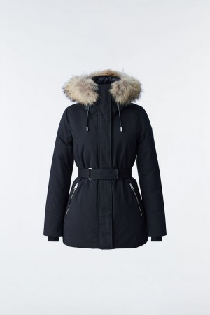 Mackage JENI 2-in-1 with removable bib and natural fur ダウンパーカ レディース 黒 | 5374928-QA