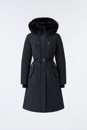 Mackage KAILYN flared down with fox fur hood コート レディース 黒 | 2653908-SX