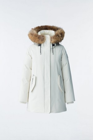 Mackage KINSLEE 2-in-1 oversized with bib and natural fur ダウンパーカ レディース 白 | 9731254-NW