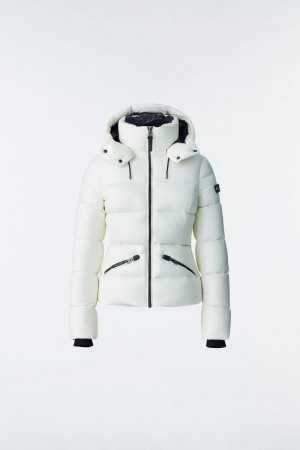 Mackage MADALYN lustrous light with hood ダウンジャケット レディース 白 | 8693542-VD