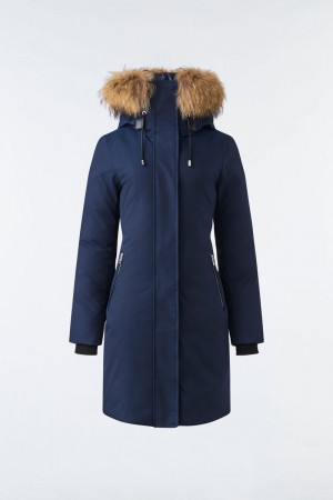 Mackage SHILOH 2-IN-1 fitted down with removable bib and natural fur コート レディース ネイビー | 1846952-FI