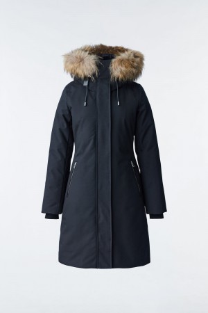 Mackage SHILOH 2-IN-1 fitted down with removable bib and natural fur コート レディース 黒 | 1549276-TP