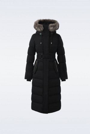 Mackage SHYLA 2-in-1 down with removable bib and sheepskin trim コート レディース 黒 | 0715934-FC