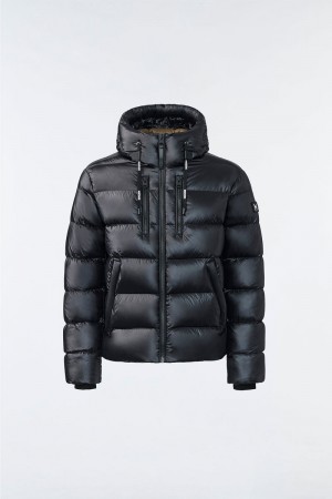 Mackage VICTOR lustrous light with hood ダウンジャケット メンズ 黒 | 9320714-CT