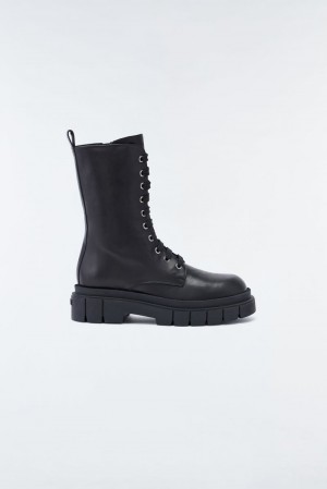 Mackage WARRIOR unlined lug sole (R) レザー combat ウィンターブーツ メンズ 黒 | 8196702-VI