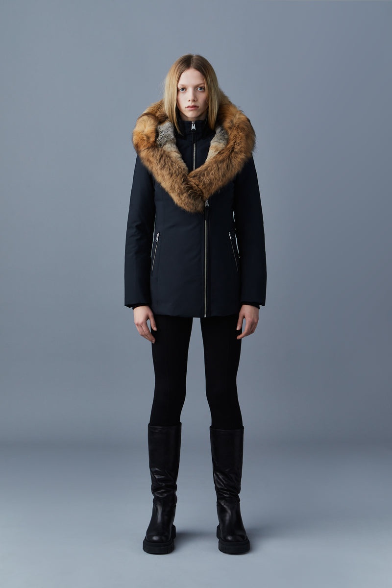 Mackage AKIVA down with Toscana fur trimmed hood コート レディース 黒 | 2854019-YL