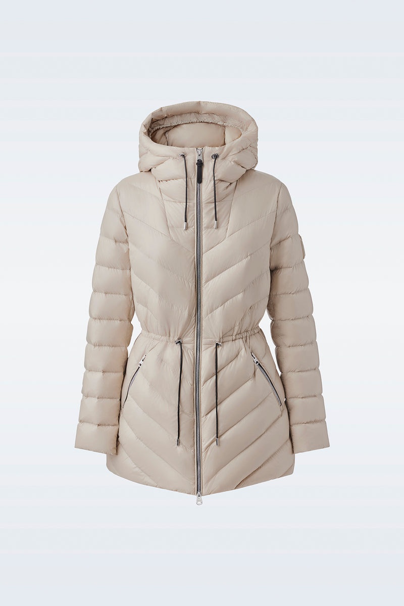 Mackage ARITA light hooded down chevron パファージャケット レディース ライトカーキ | 8623450-CR