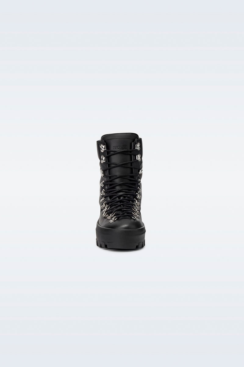 Mackage BAIN-W レザー mid-calf lace-ups ウィンターブーツ レディース 黒 | 4608912-PC