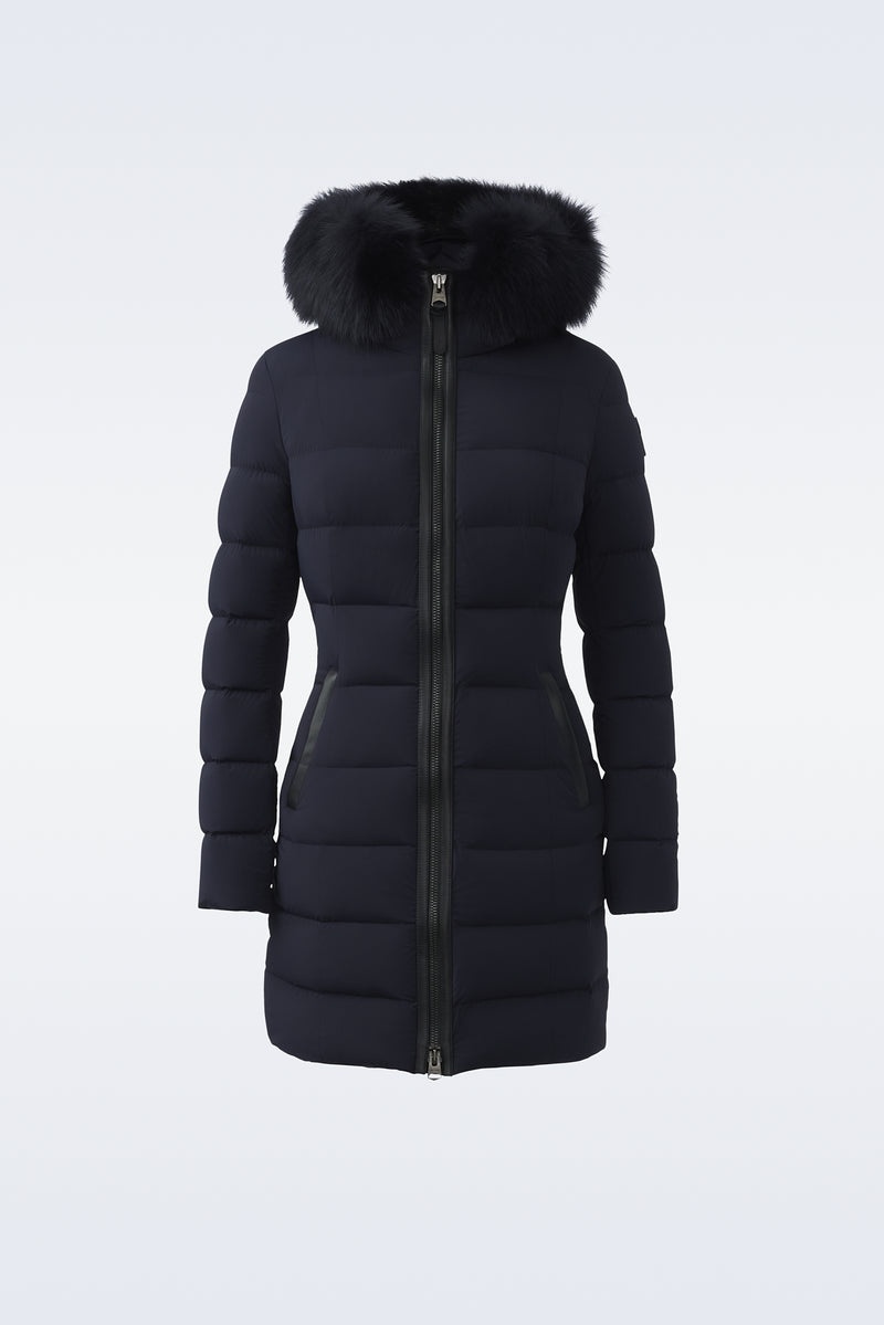 Mackage CALLA Agile-360 stretch light down with fox fur collar コート レディース 黒 | 2460857-QT