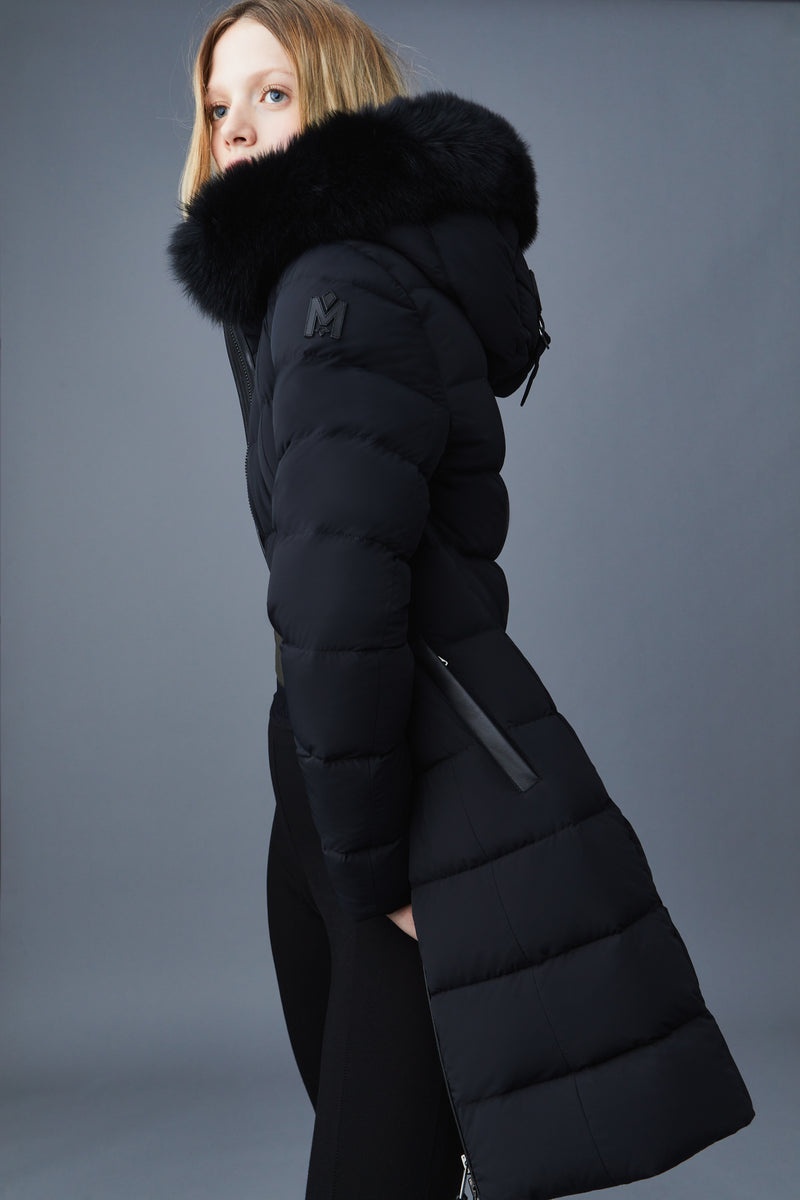 Mackage CALLA Agile-360 stretch light down with fox fur collar コート レディース 黒 | 2460857-QT