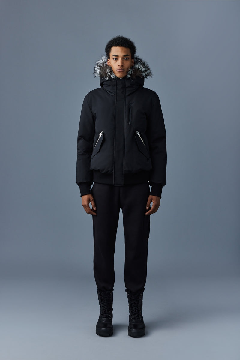 Mackage DIXON 2-in-1 Nordic Tech down bomber with silver fox fur ダウンパーカ メンズ 黒 | 4235609-EO