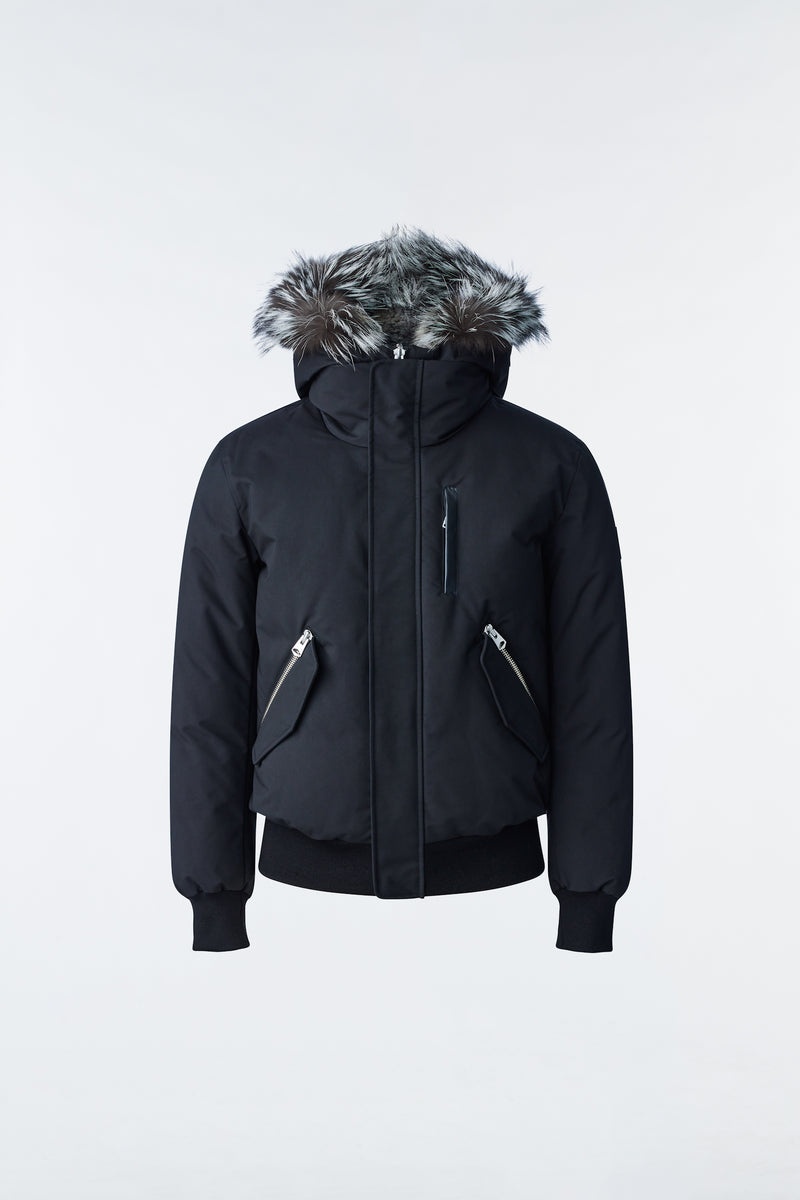 Mackage DIXON 2-in-1 Nordic Tech down bomber with silver fox fur ダウンパーカ メンズ 黒 | 4235609-EO