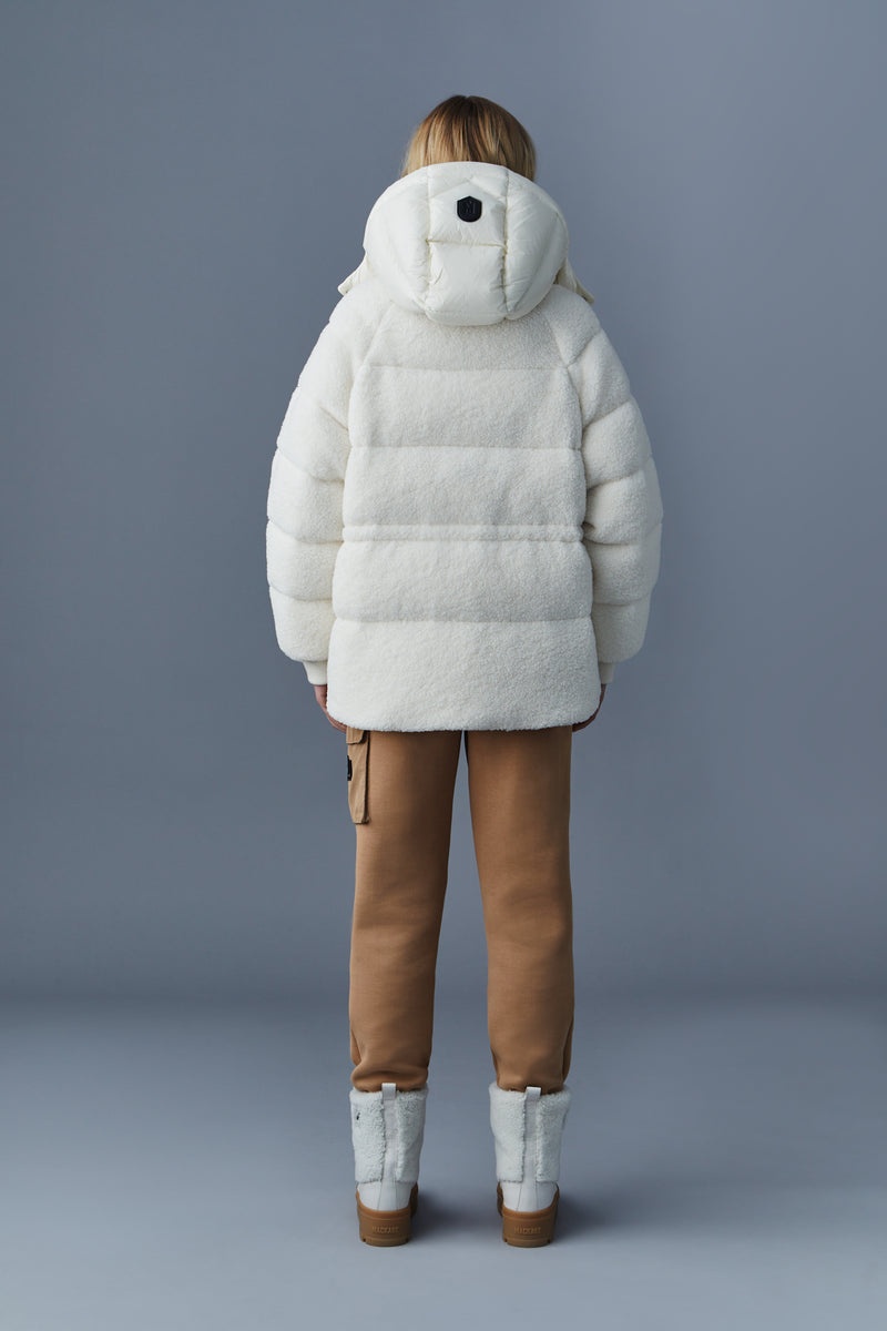 Mackage EDANA teddy down with removable hood パファージャケット レディース 白 | 1450396-OA