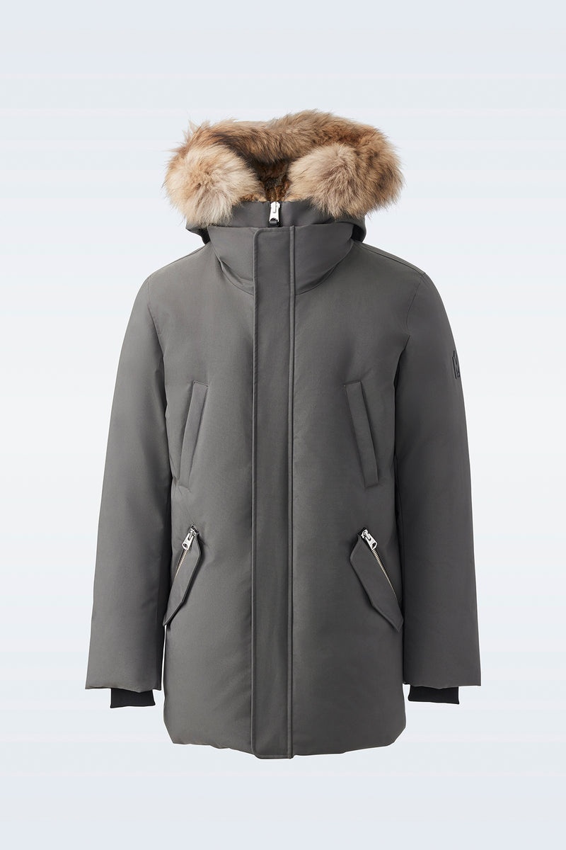 Mackage EDWARD 2-in-1 with hooded bib and natural fur ダウンパーカ メンズ 暗グレー | 1723489-FQ