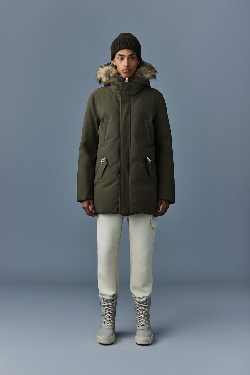 Mackage EDWARD 2-in-1 with hooded bib and natural fur ダウンパーカ メンズ 暗オリーブ | 2834561-HJ