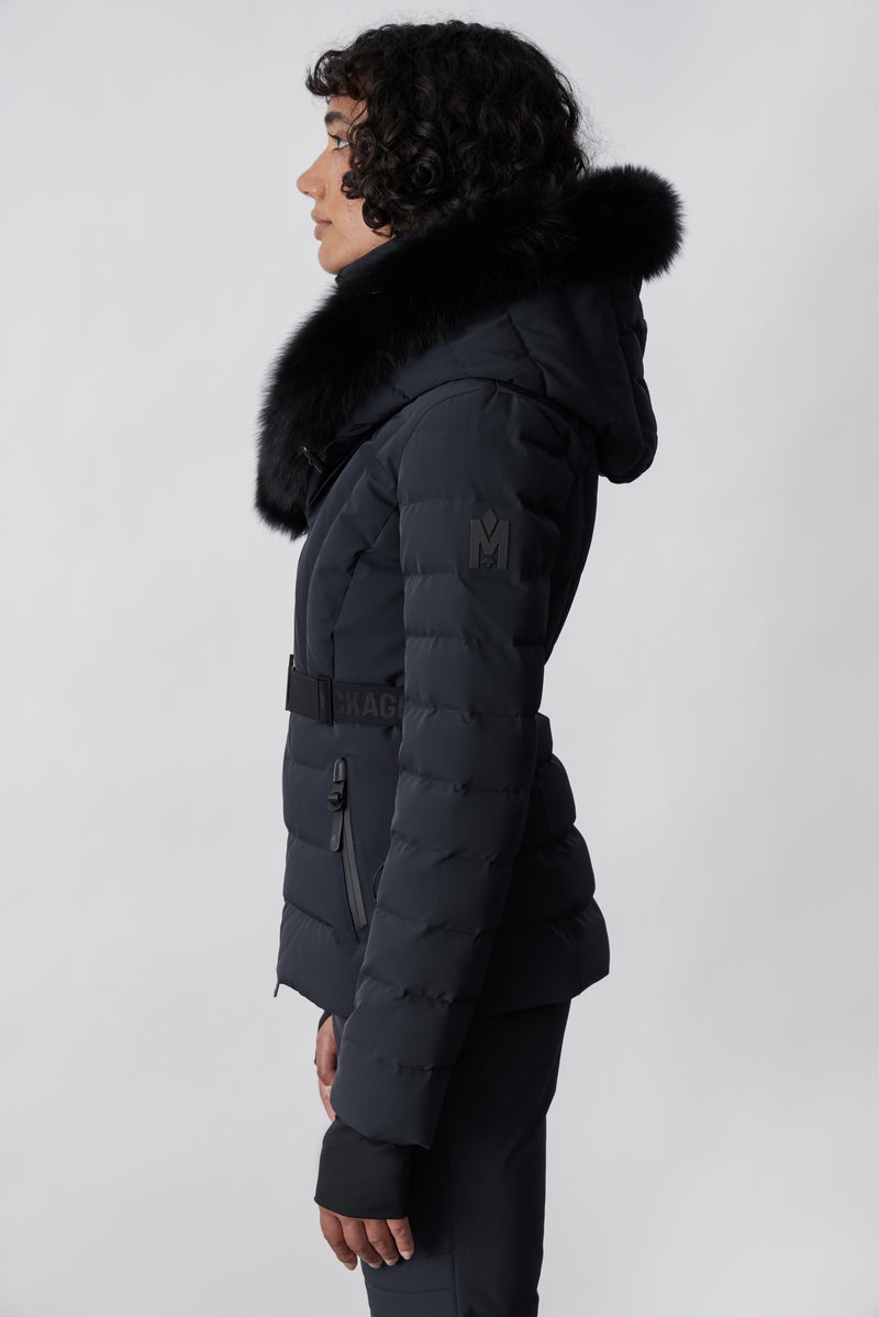 Mackage ELITA Down with removable fox fur trim スキージャケット レディース 黒 | 1037592-NA