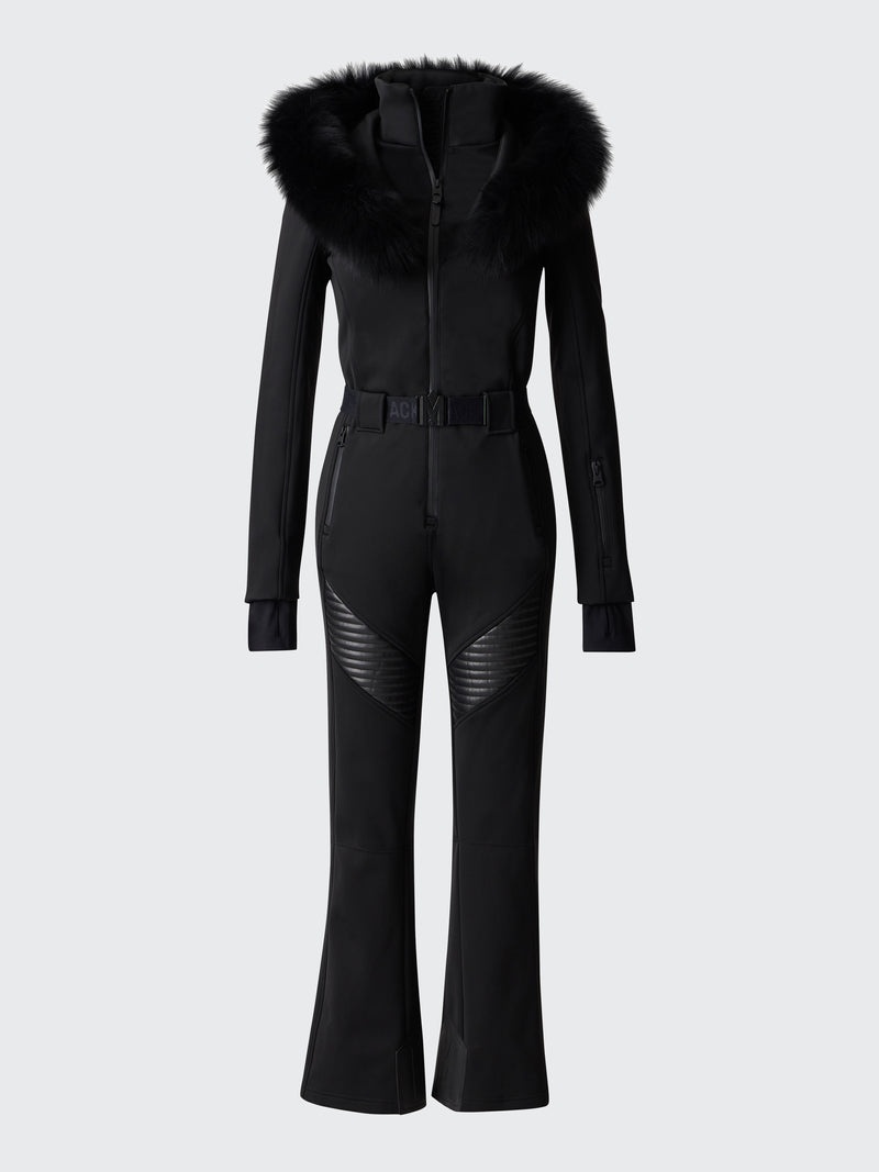 Mackage ELLE-Z Techno fleece ski suit with removable hood and fur trim ダウンパーカ レディース 黒 | 0163845-BF