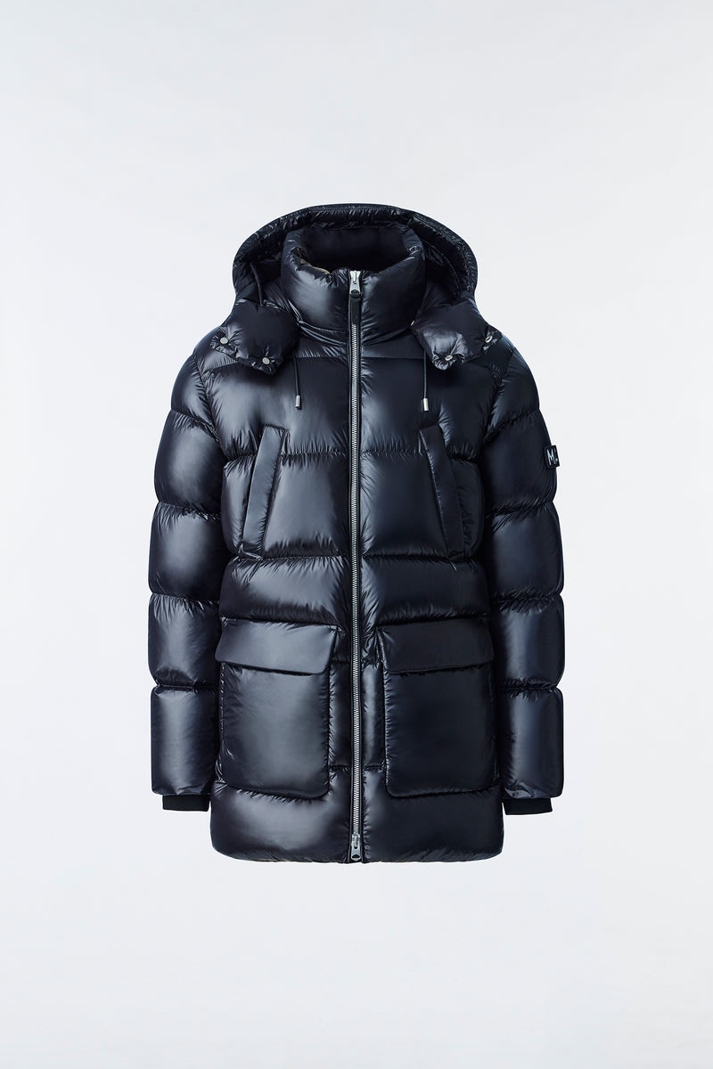 Mackage KENDRICK lustrous light with hood ダウンパーカ メンズ 黒 | 9761085-RI