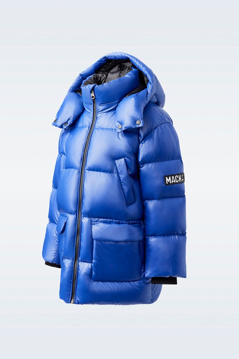 Mackage KENNIE Lustrous light with hood ダウンパーカ キッズ 青 | 0756984-SP