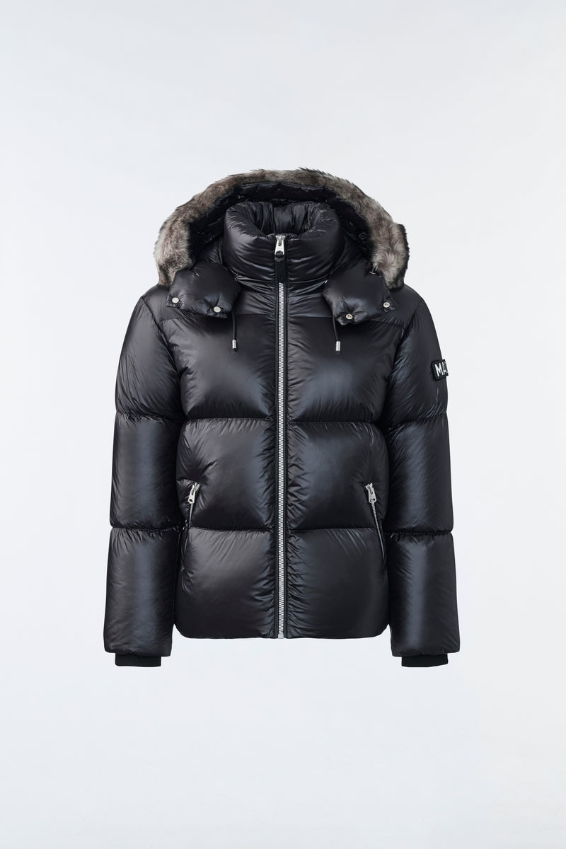 Mackage KENT lustrous light with shearling ダウンジャケット メンズ 黒 | 2461380-KE