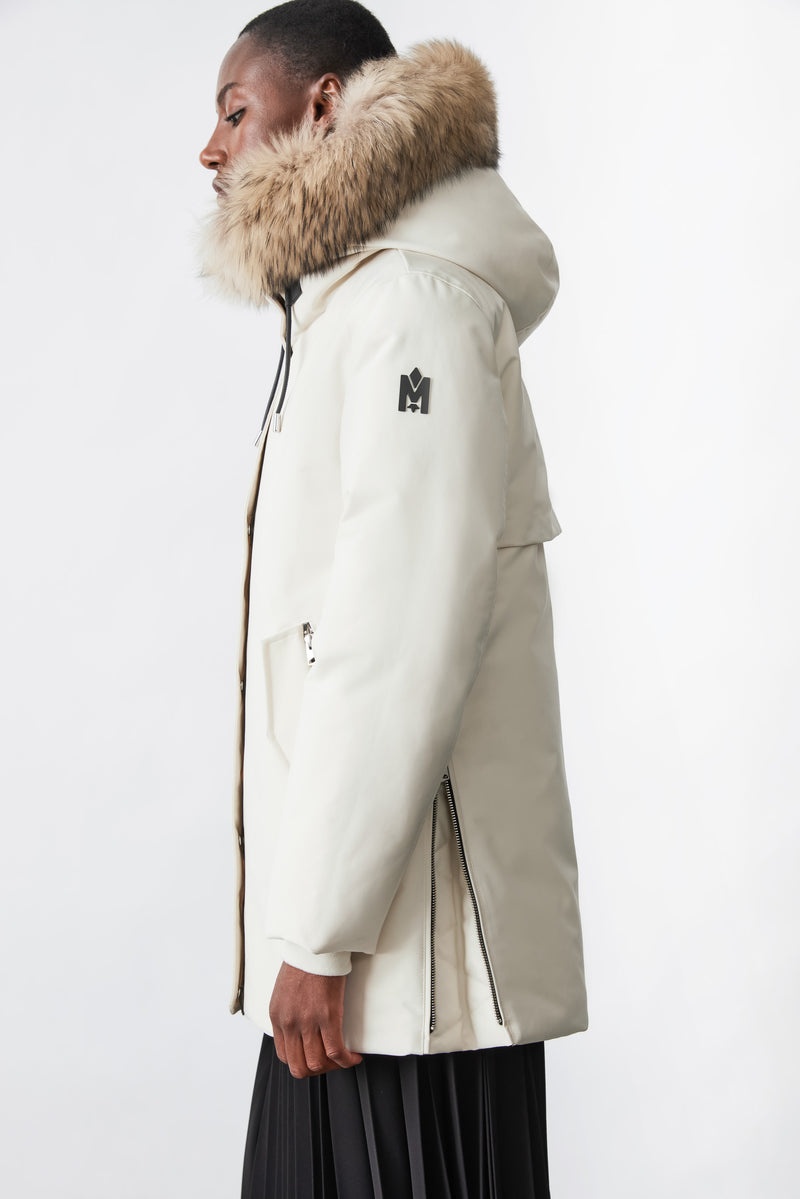 Mackage KINSLEE 2-in-1 oversized with bib and natural fur ダウンパーカ レディース 白 | 9731254-NW