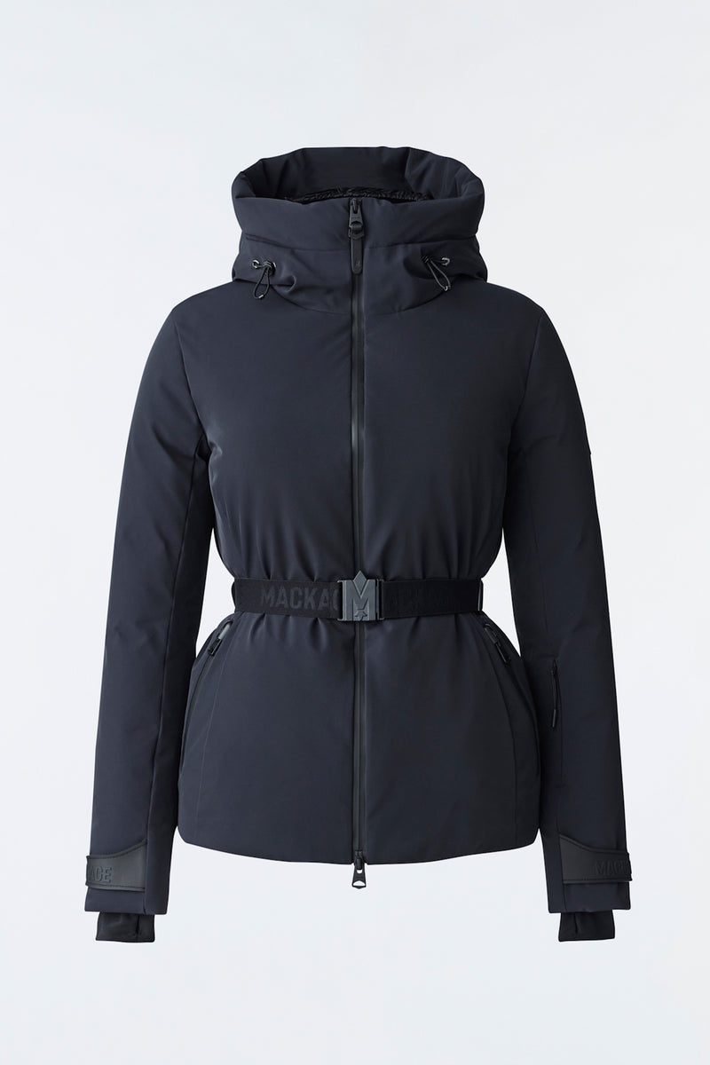 Mackage KRYSTAL Agile-360 belted down with hood スキージャケット レディース 黒 | 0615473-MN