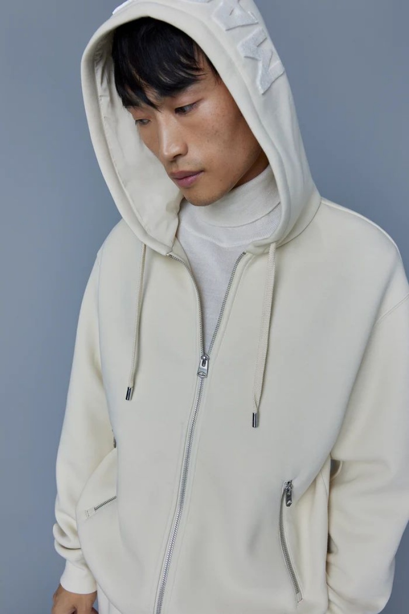 Mackage KRYS Zip-up with velvet embroidery パーカー メンズ 白 | 4180652-WP