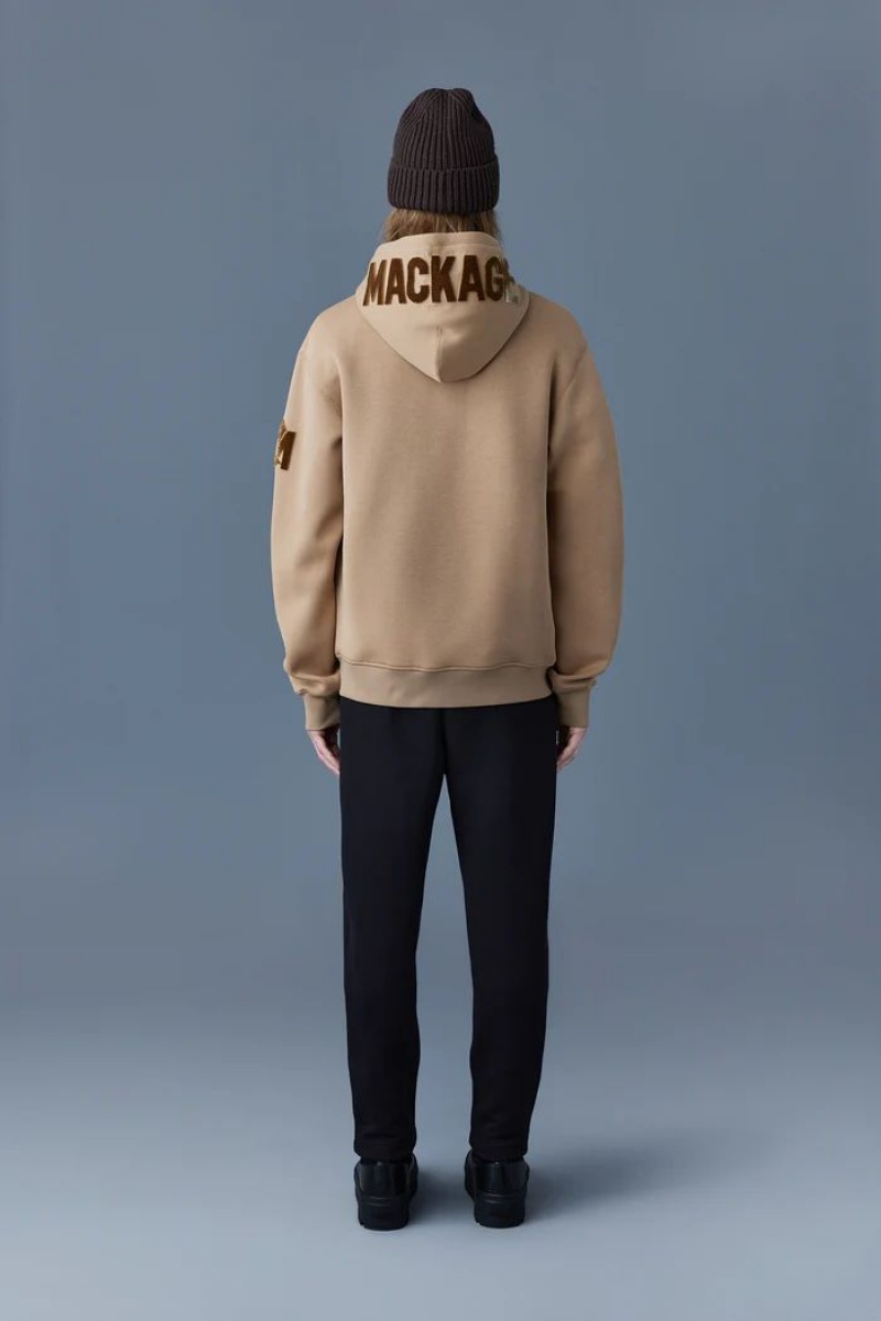 Mackage KRYS Zip-up with velvet embroidery パーカー メンズ ブラウン | 7205168-HN