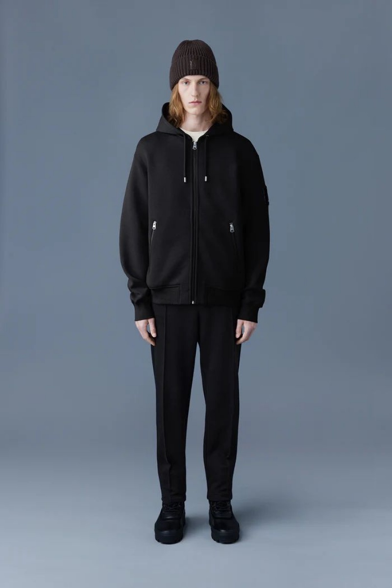 Mackage KRYS Zip-up with velvet embroidery パーカー メンズ 黒 | 2560814-PZ