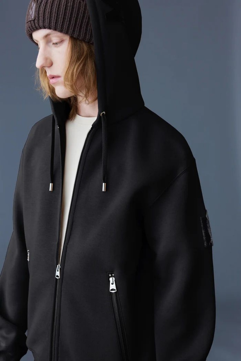 Mackage KRYS Zip-up with velvet embroidery パーカー メンズ 黒 | 2560814-PZ