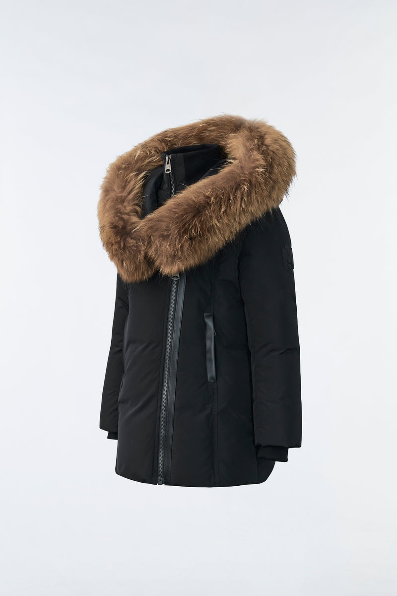 Mackage LEELEE Down with removable natural fur Signature Collar コート キッズ 黒 | 6917852-AK