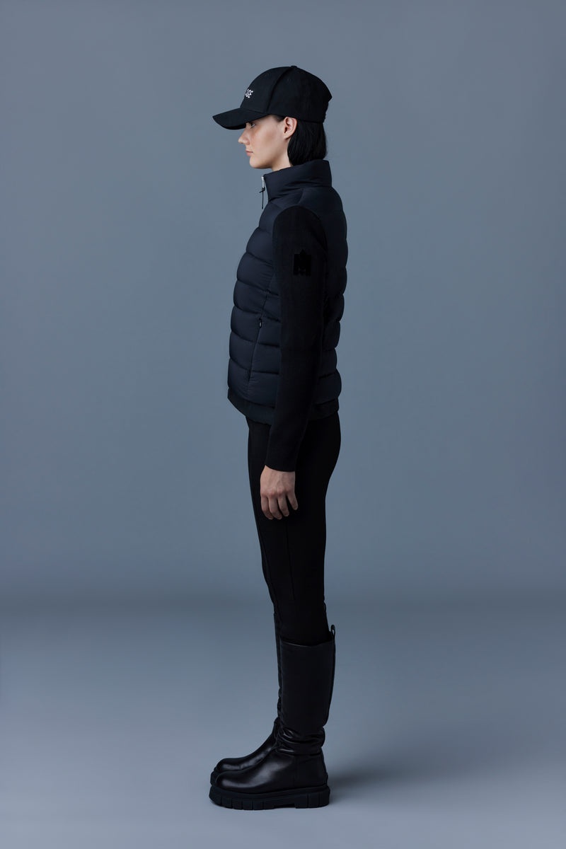 Mackage OCEANE Recycled with rib knit sleeves ハイブリッド ジャケット レディース 黒 | 5408367-GZ