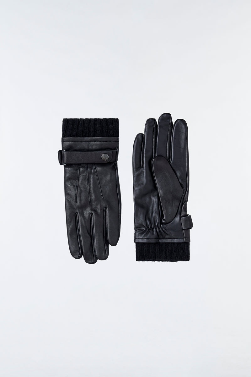 Mackage REEVE (R)レザー driving with knit cuff グローブ メンズ 黒 | 8612059-CG