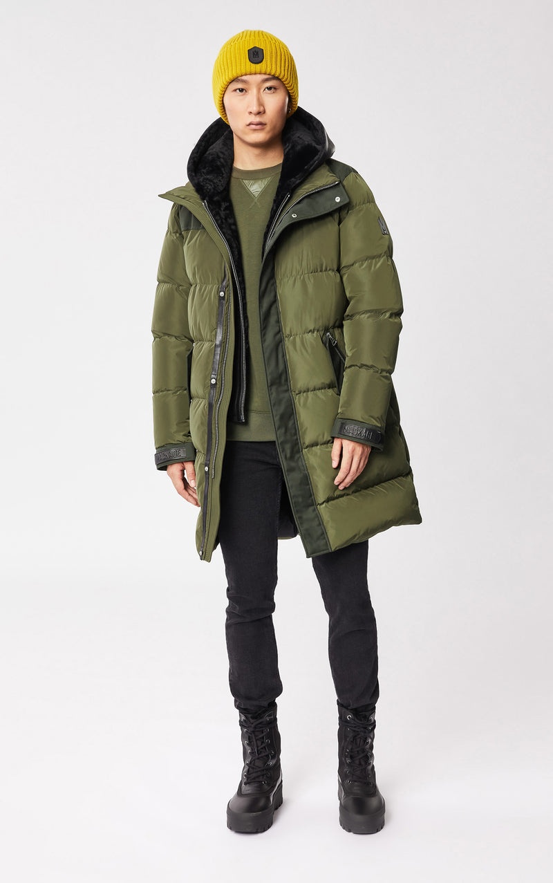 Mackage REYNOLD down with removable shearling bib and hood コート メンズ オリーブ | 4125036-UO