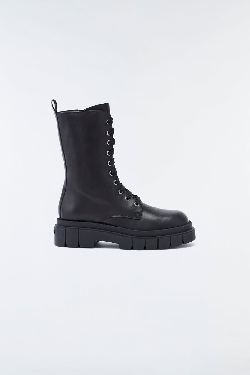 Mackage WARRIOR unlined lug sole (R) レザー combat ウィンターブーツ レディース 黒 | 2895063-OP